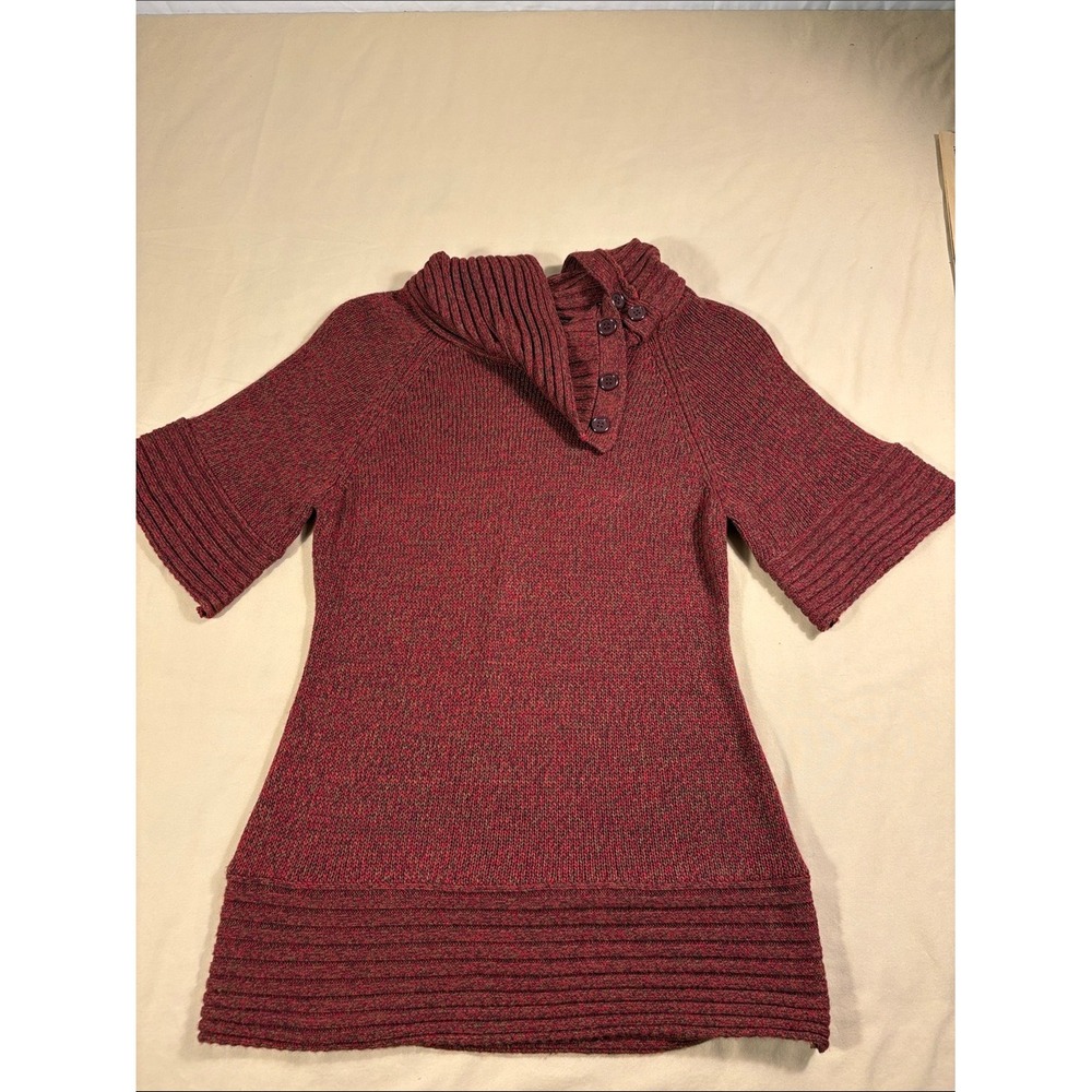 The Limited Red Marl Knit Cowl Neck Sweater Womens Sm Short Sleeve Pullover NWT